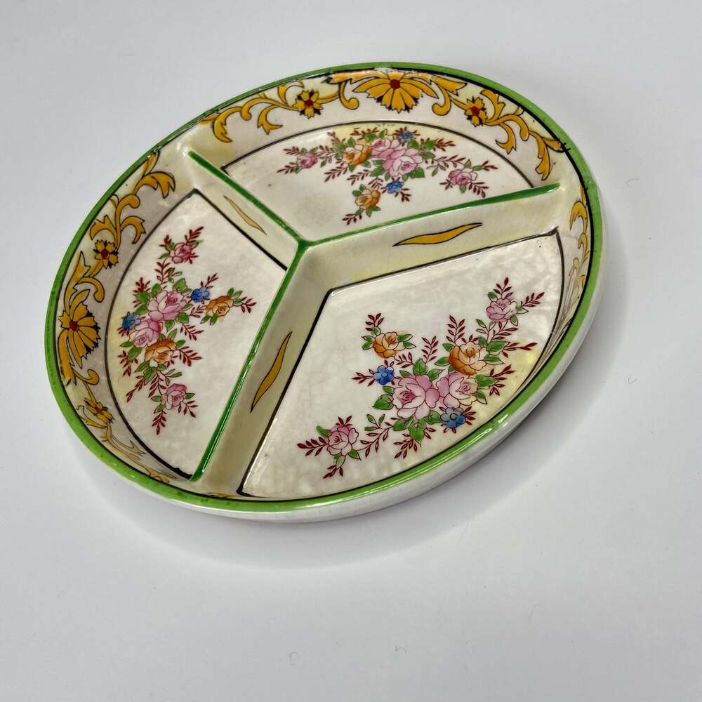 Vintage Ceramic Japanese Hand Painted Vanity Trinket Dish